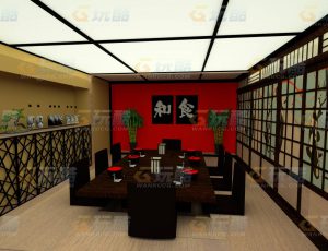 玩酷CG网—日本和风餐馆C4D模型