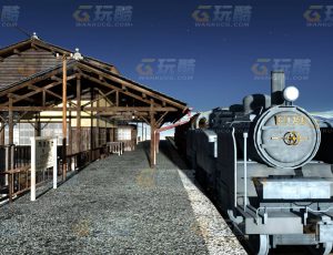 玩酷CG网—日本老式火车站C4D模型