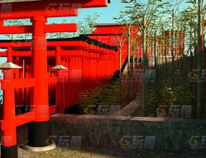 玩酷CG网—日本神社C4D模型