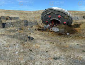 玩酷CG网—UFO坠落地2C4D模型