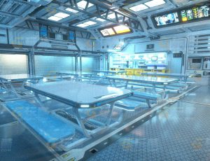 玩酷CG网—科技餐厅C4D模型