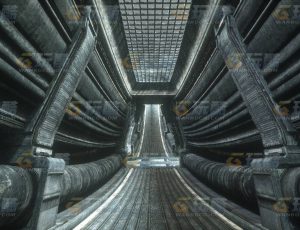 玩酷CG网—科技机械走廊C4D模型