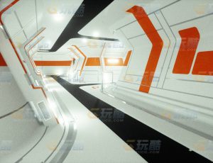 玩酷CG网—科技逃生走廊C4D模型