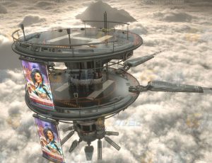 玩酷CG网—空中漂浮空间站C4D模型