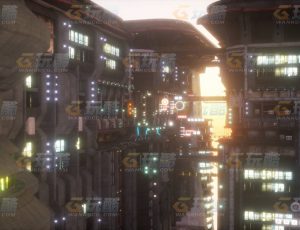 玩酷CG网—空中赛博建筑C4D模型