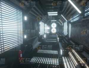 玩酷CG网—老旧科幻走廊C4D模型
