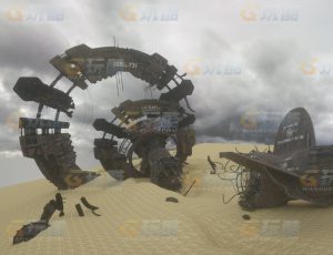 玩酷CG网—泰坦飞船坠落地C4D模型