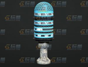 玩酷CG网—圆柱形科技建筑C4D模型