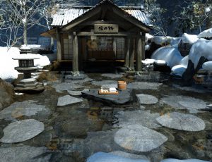 玩酷CG网—日本温泉C4D模型