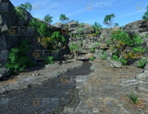 玩酷CG网—岩石崖2C4D模型