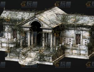 玩酷CG网—布满树藤的房子C4D模型