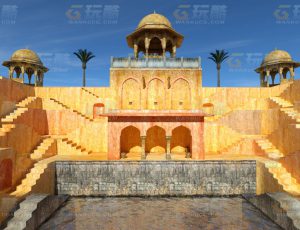 玩酷CG网—多阶梯建筑C4D模型