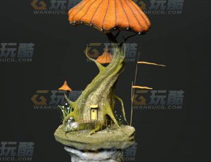 玩酷CG网—蘑菇房2C4D模型
