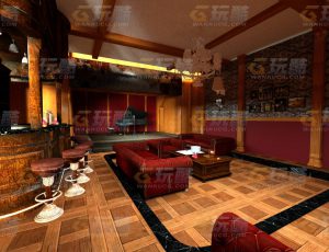 玩酷CG网—高雅会所C4D模型