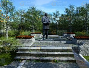 玩酷CG网—革命烈士园林C4D模型