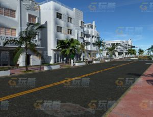 玩酷CG网—海边小城C4D模型