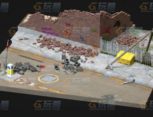 玩酷CG网—混乱的破损街道C4D模型