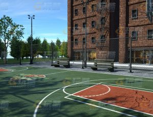 玩酷CG网—篮球场C4D模型