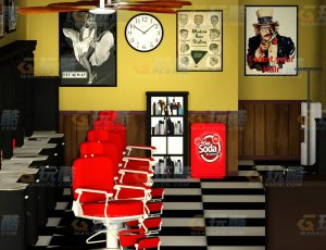 玩酷CG网—理发店C4D模型