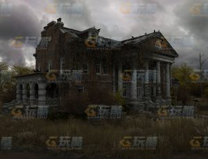 玩酷CG网—破损别墅C4D模型