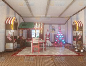 玩酷CG网—圣诞屋C4D模型