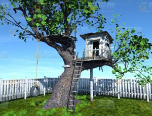 玩酷CG网—树屋C4D模型