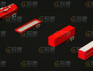 玩酷CG网—大卡车拖尾箱合辑C4D模型