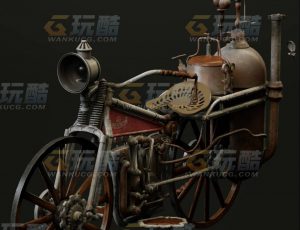 玩酷CG网—蒸汽波摩托车C4D模型