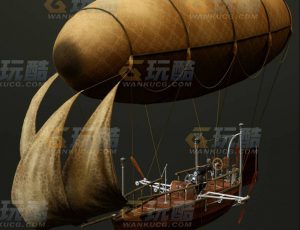 玩酷CG网—蒸汽朋克飞艇C4D模型