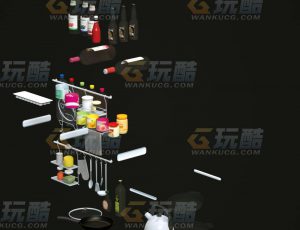 玩酷CG网—厨房道具C4D模型