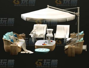 玩酷CG网—海景房设施C4D模型