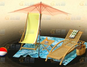 玩酷CG网—海滩装备C4D模型