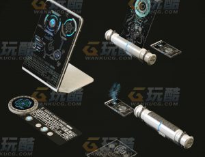 玩酷CG网—科技屏幕道具C4D模型