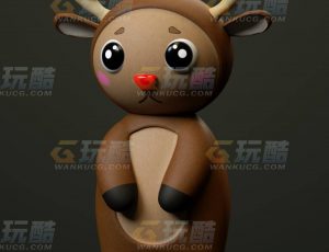 玩酷CG网—鹿玩偶C4D模型