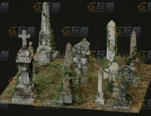 玩酷CG网—墓碑群C4D模型