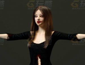 玩酷CG网—女鬼熊子C4D模型