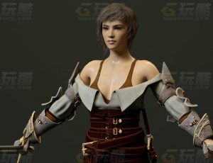 玩酷CG网—中世纪女勇士C4D模型