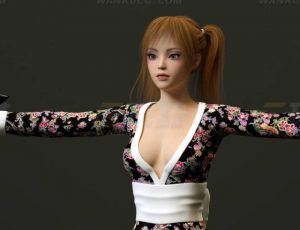玩酷CG网—汉服女C4D模型