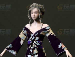 玩酷CG网—和服大美女C4D模型