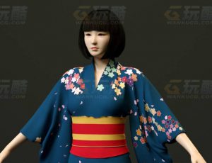 玩酷CG网—和服女子C4D模型