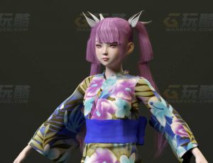 玩酷CG网—和服少女2C4D模型