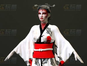 玩酷CG网—和服少女4C4D模型