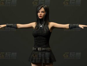 玩酷CG网—皮衣裙女C4D模型