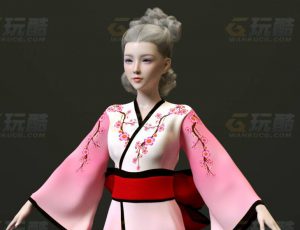 玩酷CG网—清纯和服美女C4D模型