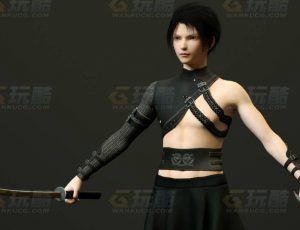 玩酷CG网—双刀剑客C4D模型