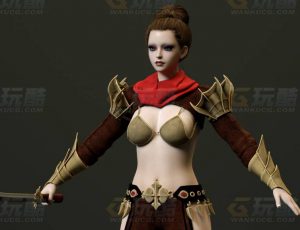 玩酷CG网—中国女剑客C4D模型