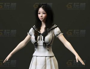 玩酷CG网—JK制服女C4D模型