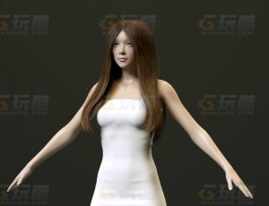 玩酷CG网—白色连衣裙美女C4D模型
