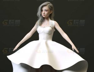 玩酷CG网—大篷裙美女C4D模型