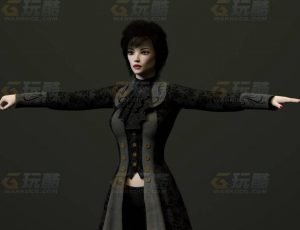 玩酷CG网—短发皮衣女C4D模型